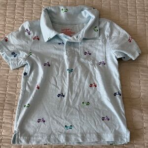 Cat & Jack Sky Blue Polo with Colorful Scooter Design